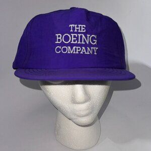 Vintage The Boeing Company Purple Snapback Hat Cap Made in USA Spellout